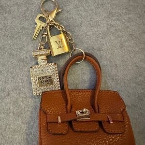Bag Charm/Key Ring with Authentic Louis Vuitton Lock & Key